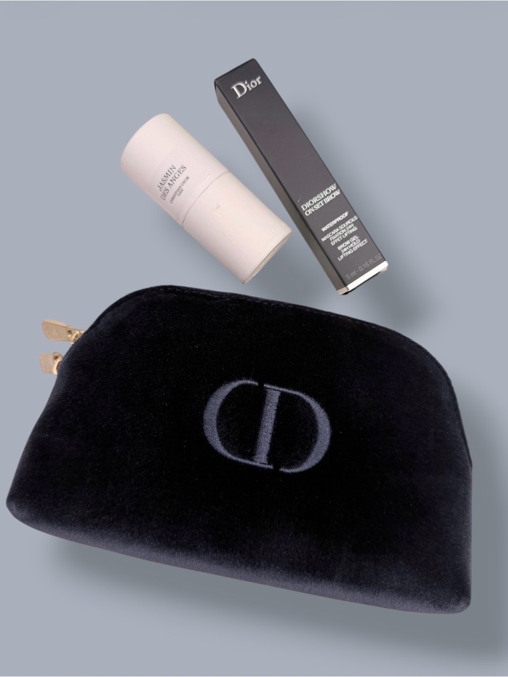 Dior Beauty Navy Blue Velvet Cosmetic Pouch + Beauty Set